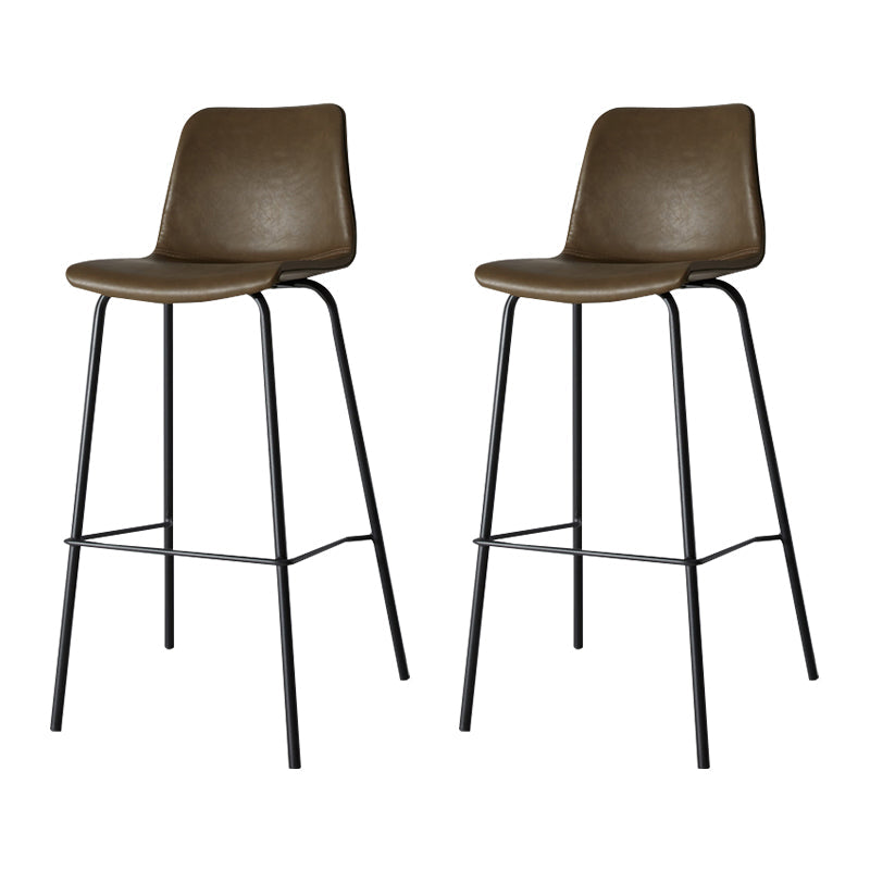 Low Back Footrest Counter Stool Bucket Modern Indoor Leather Bar Stool Dark Coffee 2 Piece Set Counter Stool(26"H) Clearhalo 'Bar Furniture' 'Bar Stools' 'bar_stools' 'furn' 'furn_bar_stools' 'furniture_bar_stools' 'Kitchen & Dining Furniture' 'kitchen&dining_furn' 'kitchen' 'kitchen_furn' Furniture' 4344914