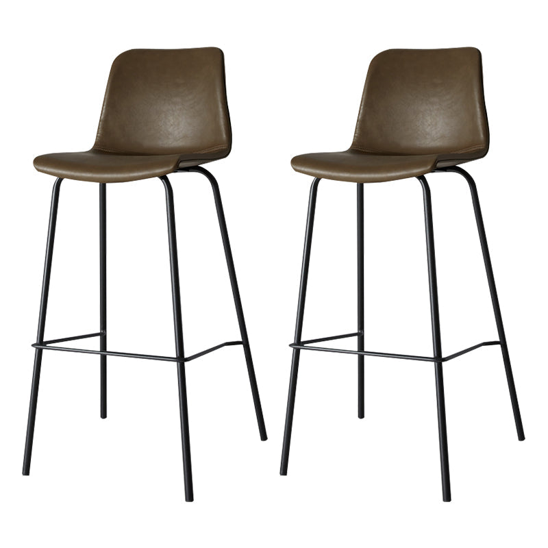 Low Back Footrest Counter Stool Bucket Modern Indoor Leather Bar Stool Dark Coffee 2 Piece Set Bar Stool(30"H) Clearhalo 'Bar Furniture' 'Bar Stools' 'bar_stools' 'furn' 'furn_bar_stools' 'furniture_bar_stools' 'Kitchen & Dining Furniture' 'kitchen&dining_furn' 'kitchen' 'kitchen_furn' Furniture' 4344916