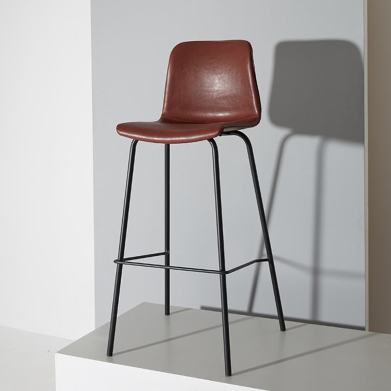 Low Back Footrest Counter Stool Bucket Modern Indoor Leather Bar Stool Clearhalo 'Bar Furniture' 'Bar Stools' 'bar_stools' 'furn' 'furn_bar_stools' 'furniture_bar_stools' 'Kitchen & Dining Furniture' 'kitchen&dining_furn' 'kitchen' 'kitchen_furn' Furniture' 4344917
