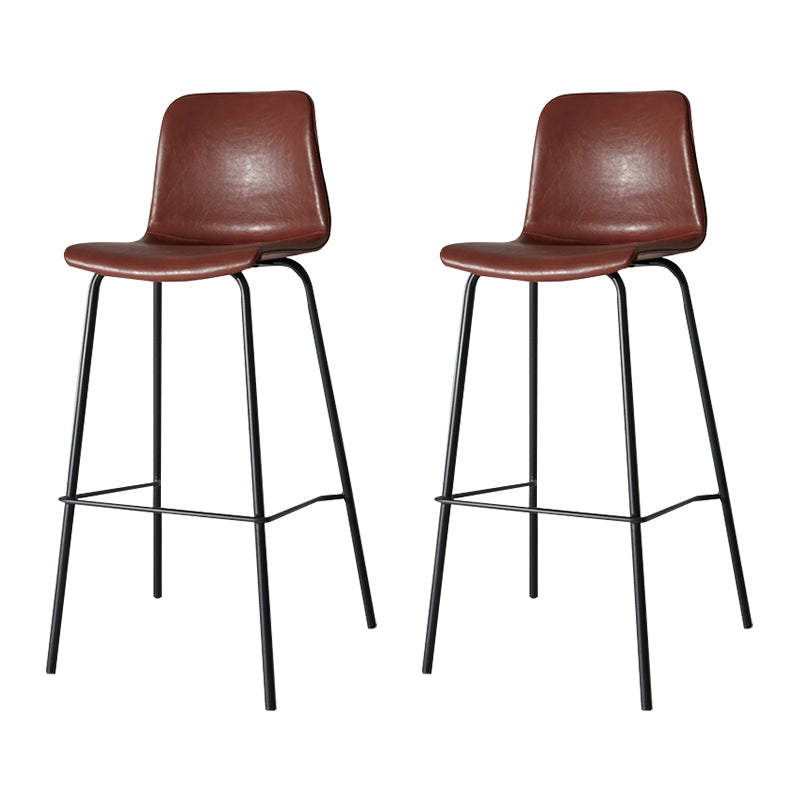 Low Back Footrest Counter Stool Bucket Modern Indoor Leather Bar Stool Dark Red 2 Piece Set Counter Stool(26"H) Clearhalo 'Bar Furniture' 'Bar Stools' 'bar_stools' 'furn' 'furn_bar_stools' 'furniture_bar_stools' 'Kitchen & Dining Furniture' 'kitchen&dining_furn' 'kitchen' 'kitchen_furn' Furniture' 4344918