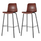 Low Back Footrest Counter Stool Bucket Modern Indoor Leather Bar Stool Dark Red 2 Piece Set Bar Stool(30"H) Clearhalo 'Bar Furniture' 'Bar Stools' 'bar_stools' 'furn' 'furn_bar_stools' 'furniture_bar_stools' 'Kitchen & Dining Furniture' 'kitchen&dining_furn' 'kitchen' 'kitchen_furn' Furniture' 4344919