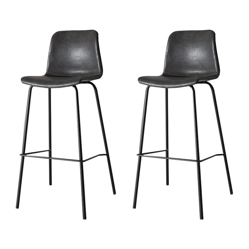 Low Back Footrest Counter Stool Bucket Modern Indoor Leather Bar Stool Dark Gray 2 Piece Set Counter Stool(26"H) Clearhalo 'Bar Furniture' 'Bar Stools' 'bar_stools' 'furn' 'furn_bar_stools' 'furniture_bar_stools' 'Kitchen & Dining Furniture' 'kitchen&dining_furn' 'kitchen' 'kitchen_furn' Furniture' 4344920