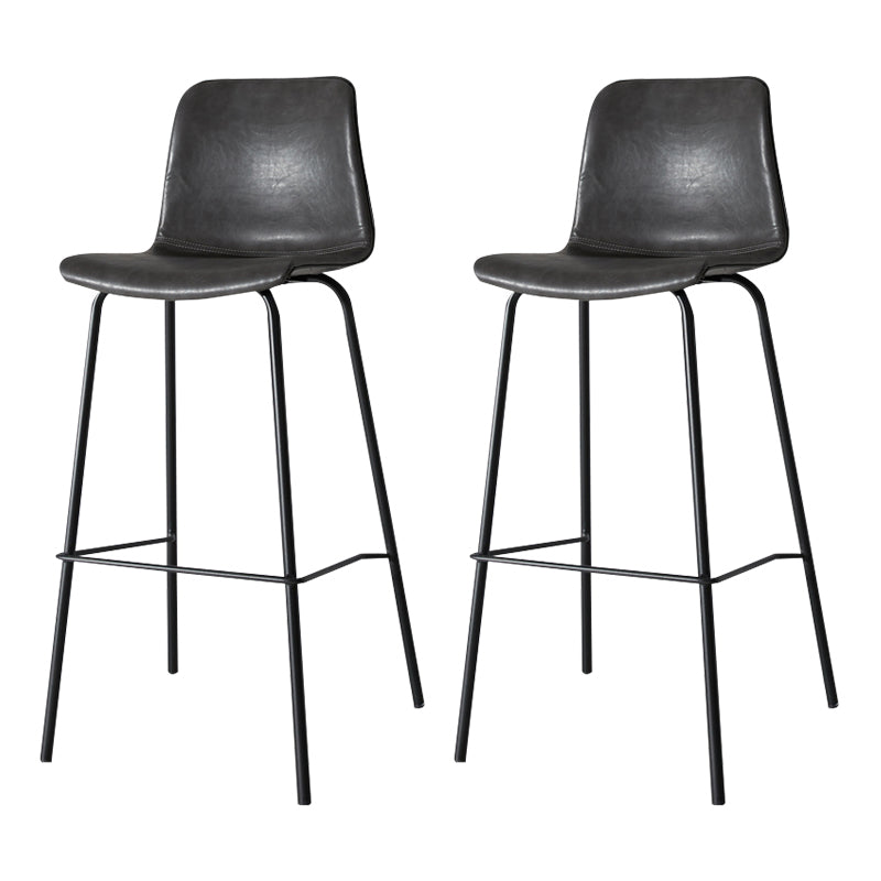 Low Back Footrest Counter Stool Bucket Modern Indoor Leather Bar Stool Dark Gray 2 Piece Set Bar Stool(30"H) Clearhalo 'Bar Furniture' 'Bar Stools' 'bar_stools' 'furn' 'furn_bar_stools' 'furniture_bar_stools' 'Kitchen & Dining Furniture' 'kitchen&dining_furn' 'kitchen' 'kitchen_furn' Furniture' 4344921