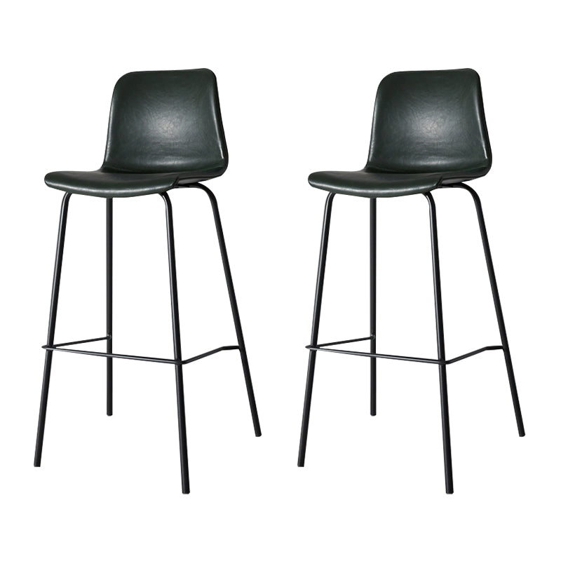 Low Back Footrest Counter Stool Bucket Modern Indoor Leather Bar Stool Blackish Green 2 Piece Set Counter Stool(26"H) Clearhalo 'Bar Furniture' 'Bar Stools' 'bar_stools' 'furn' 'furn_bar_stools' 'furniture_bar_stools' 'Kitchen & Dining Furniture' 'kitchen&dining_furn' 'kitchen' 'kitchen_furn' Furniture' 4344922