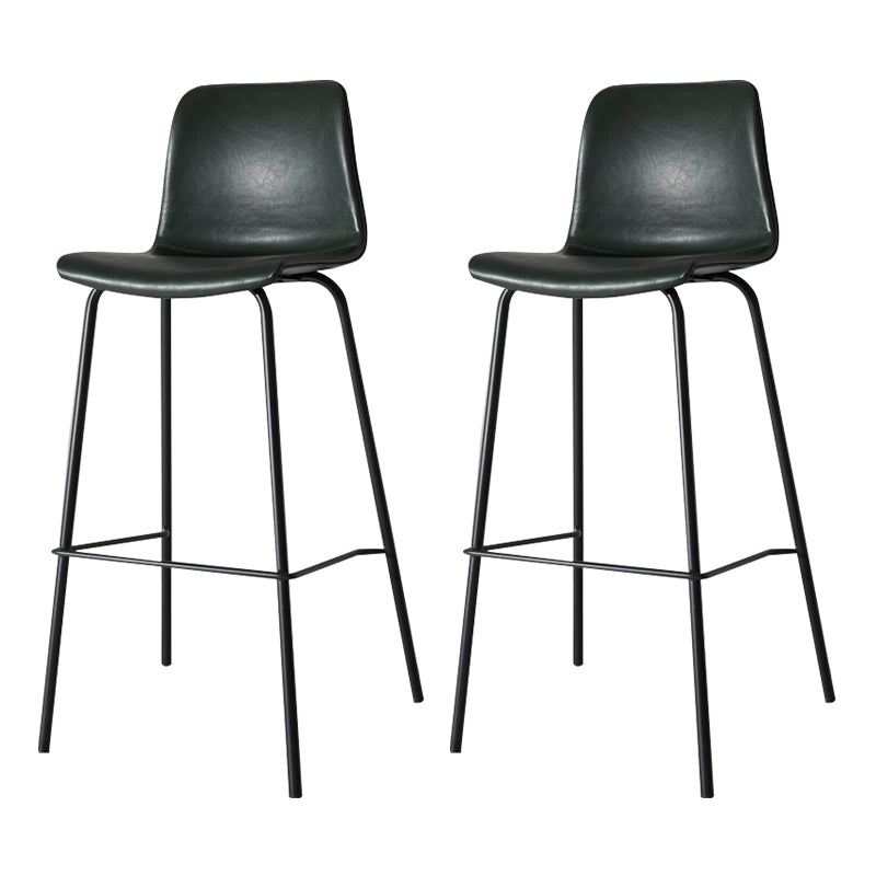 Low Back Footrest Counter Stool Bucket Modern Indoor Leather Bar Stool Blackish Green 2 Piece Set Bar Stool(30"H) Clearhalo 'Bar Furniture' 'Bar Stools' 'bar_stools' 'furn' 'furn_bar_stools' 'furniture_bar_stools' 'Kitchen & Dining Furniture' 'kitchen&dining_furn' 'kitchen' 'kitchen_furn' Furniture' 4344923