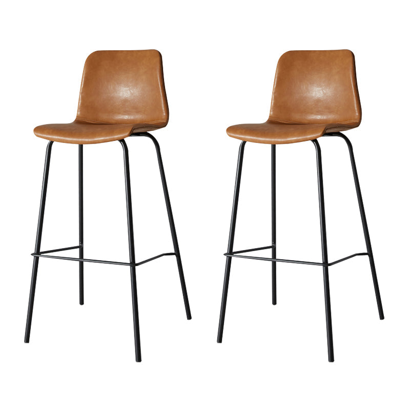 Low Back Footrest Counter Stool Bucket Modern Indoor Leather Bar Stool Brown 2 Piece Set Counter Stool(26"H) Clearhalo 'Bar Furniture' 'Bar Stools' 'bar_stools' 'furn' 'furn_bar_stools' 'furniture_bar_stools' 'Kitchen & Dining Furniture' 'kitchen&dining_furn' 'kitchen' 'kitchen_furn' Furniture' 4344924