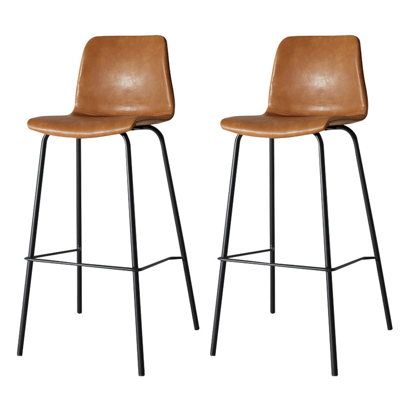Low Back Footrest Counter Stool Bucket Modern Indoor Leather Bar Stool Brown 2 Piece Set Bar Stool(30"H) Clearhalo 'Bar Furniture' 'Bar Stools' 'bar_stools' 'furn' 'furn_bar_stools' 'furniture_bar_stools' 'Kitchen & Dining Furniture' 'kitchen&dining_furn' 'kitchen' 'kitchen_furn' Furniture' 4344925