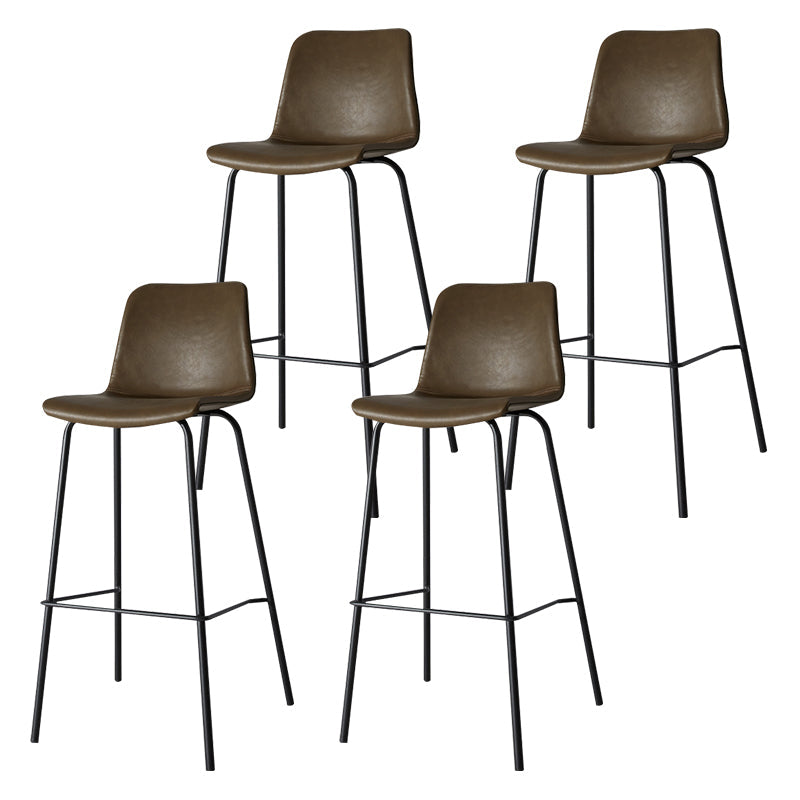 Low Back Footrest Counter Stool Bucket Modern Indoor Leather Bar Stool Dark Coffee 4 Piece Set Bar Stool(30"H) Clearhalo 'Bar Furniture' 'Bar Stools' 'bar_stools' 'furn' 'furn_bar_stools' 'furniture_bar_stools' 'Kitchen & Dining Furniture' 'kitchen&dining_furn' 'kitchen' 'kitchen_furn' Furniture' 4344927