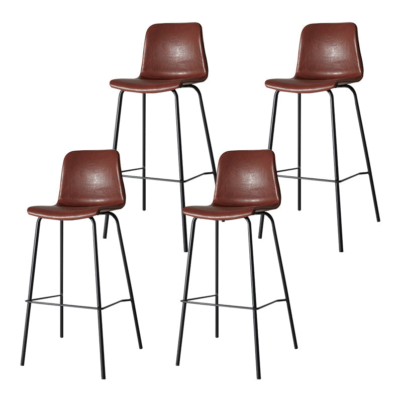 Low Back Footrest Counter Stool Bucket Modern Indoor Leather Bar Stool Dark Red 4 Piece Set Counter Stool(26"H) Clearhalo 'Bar Furniture' 'Bar Stools' 'bar_stools' 'furn' 'furn_bar_stools' 'furniture_bar_stools' 'Kitchen & Dining Furniture' 'kitchen&dining_furn' 'kitchen' 'kitchen_furn' Furniture' 4344928