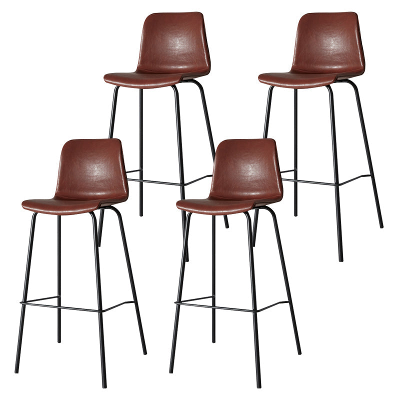Low Back Footrest Counter Stool Bucket Modern Indoor Leather Bar Stool Dark Red 4 Piece Set Bar Stool(30"H) Clearhalo 'Bar Furniture' 'Bar Stools' 'bar_stools' 'furn' 'furn_bar_stools' 'furniture_bar_stools' 'Kitchen & Dining Furniture' 'kitchen&dining_furn' 'kitchen' 'kitchen_furn' Furniture' 4344929
