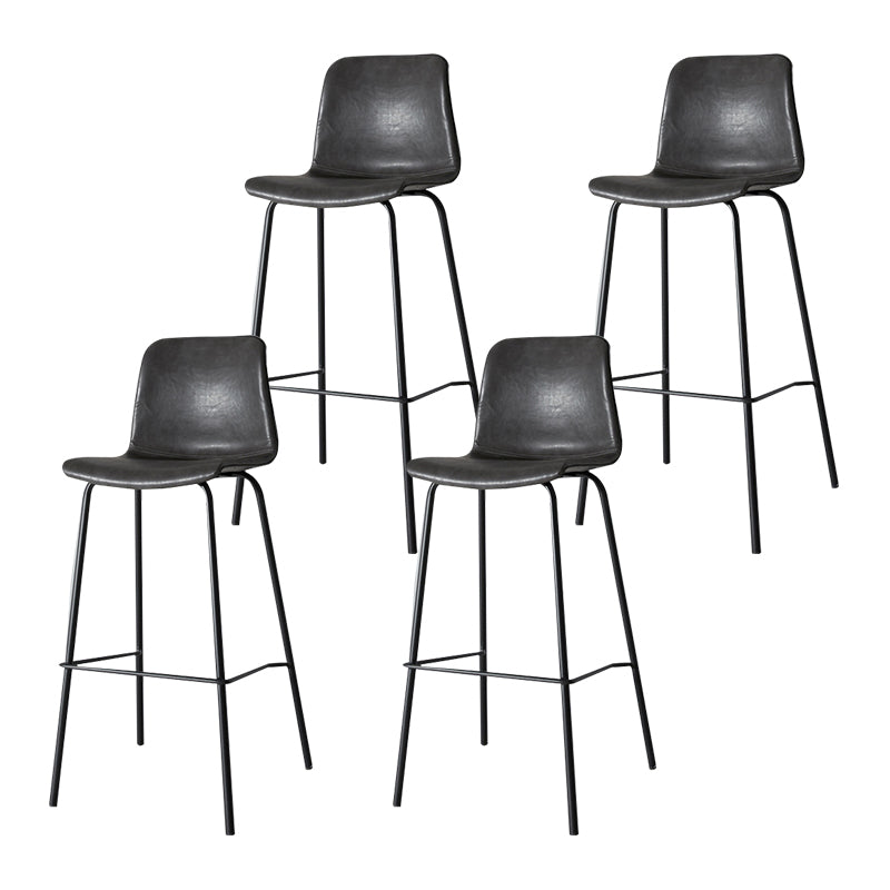 Low Back Footrest Counter Stool Bucket Modern Indoor Leather Bar Stool Dark Gray 4 Piece Set Counter Stool(26"H) Clearhalo 'Bar Furniture' 'Bar Stools' 'bar_stools' 'furn' 'furn_bar_stools' 'furniture_bar_stools' 'Kitchen & Dining Furniture' 'kitchen&dining_furn' 'kitchen' 'kitchen_furn' Furniture' 4344930