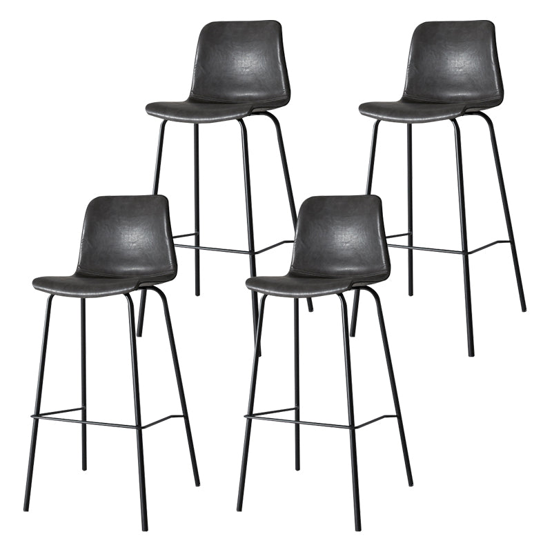 Low Back Footrest Counter Stool Bucket Modern Indoor Leather Bar Stool Dark Gray 4 Piece Set Bar Stool(30"H) Clearhalo 'Bar Furniture' 'Bar Stools' 'bar_stools' 'furn' 'furn_bar_stools' 'furniture_bar_stools' 'Kitchen & Dining Furniture' 'kitchen&dining_furn' 'kitchen' 'kitchen_furn' Furniture' 4344931
