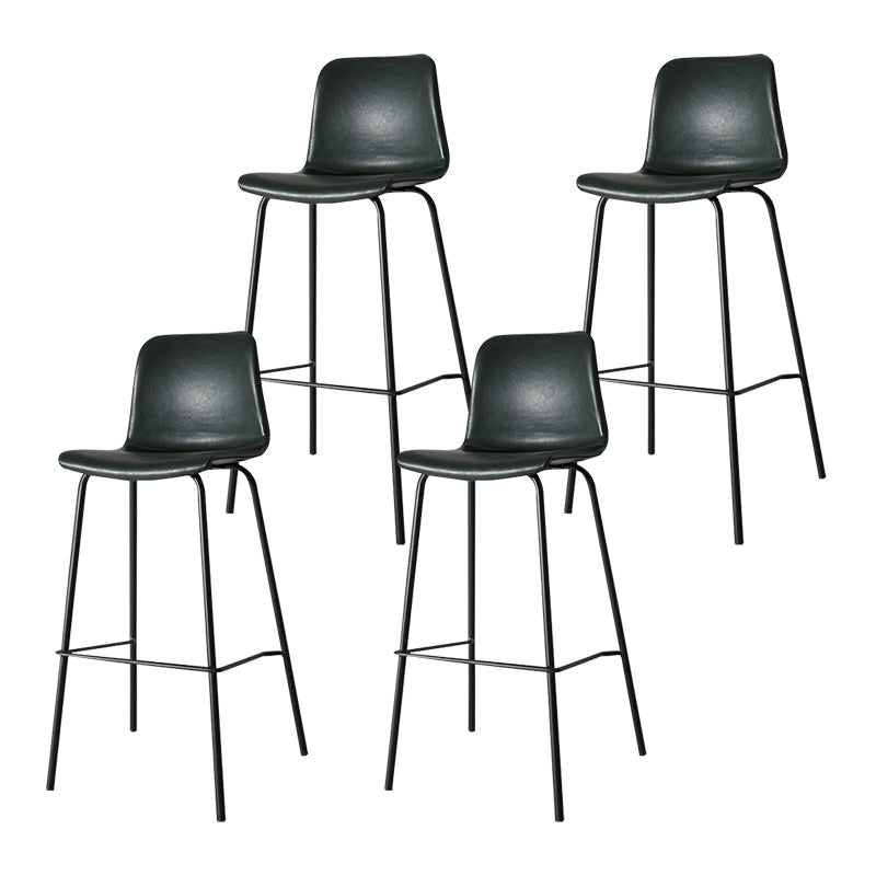 Low Back Footrest Counter Stool Bucket Modern Indoor Leather Bar Stool Blackish Green 4 Piece Set Counter Stool(26"H) Clearhalo 'Bar Furniture' 'Bar Stools' 'bar_stools' 'furn' 'furn_bar_stools' 'furniture_bar_stools' 'Kitchen & Dining Furniture' 'kitchen&dining_furn' 'kitchen' 'kitchen_furn' Furniture' 4344932