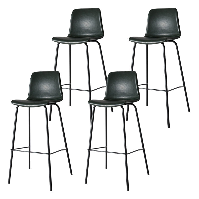 Low Back Footrest Counter Stool Bucket Modern Indoor Leather Bar Stool Blackish Green 4 Piece Set Bar Stool(30"H) Clearhalo 'Bar Furniture' 'Bar Stools' 'bar_stools' 'furn' 'furn_bar_stools' 'furniture_bar_stools' 'Kitchen & Dining Furniture' 'kitchen&dining_furn' 'kitchen' 'kitchen_furn' Furniture' 4344933