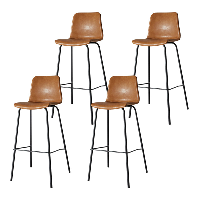 Low Back Footrest Counter Stool Bucket Modern Indoor Leather Bar Stool Brown 4 Piece Set Counter Stool(26"H) Clearhalo 'Bar Furniture' 'Bar Stools' 'bar_stools' 'furn' 'furn_bar_stools' 'furniture_bar_stools' 'Kitchen & Dining Furniture' 'kitchen&dining_furn' 'kitchen' 'kitchen_furn' Furniture' 4344934