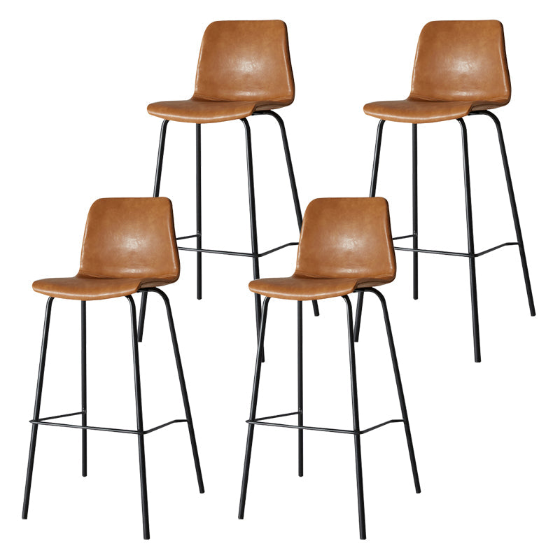 Low Back Footrest Counter Stool Bucket Modern Indoor Leather Bar Stool Brown 4 Piece Set Bar Stool(30"H) Clearhalo 'Bar Furniture' 'Bar Stools' 'bar_stools' 'furn' 'furn_bar_stools' 'furniture_bar_stools' 'Kitchen & Dining Furniture' 'kitchen&dining_furn' 'kitchen' 'kitchen_furn' Furniture' 4344935