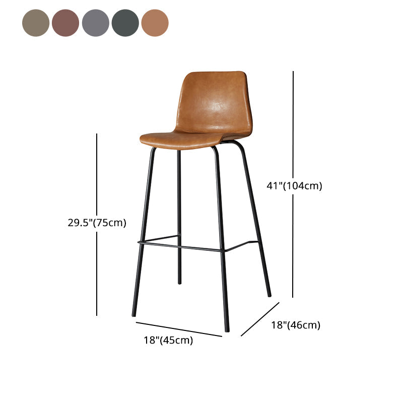Low Back Footrest Counter Stool Bucket Modern Indoor Leather Bar Stool Clearhalo 'Bar Furniture' 'Bar Stools' 'bar_stools' 'furn' 'furn_bar_stools' 'furniture_bar_stools' 'Kitchen & Dining Furniture' 'kitchen&dining_furn' 'kitchen' 'kitchen_furn' Furniture' 4344937