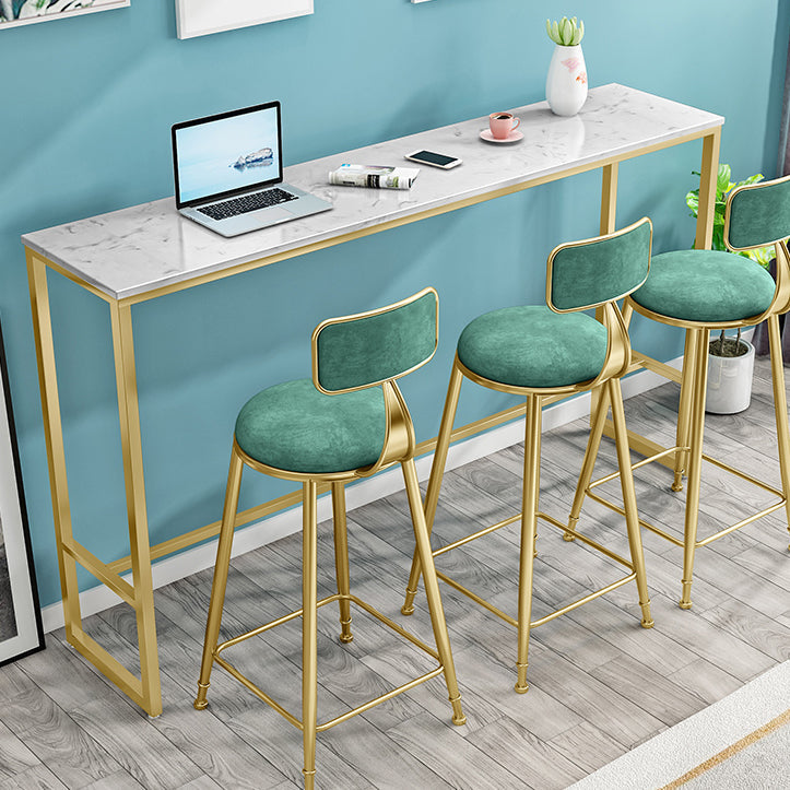 Gold Pub Height Dining Table Glam Rectangle Footrest Counter Wine Table, Only Table 55.1"L x 15.7"W x 41.3"H Without Chairs Clearhalo 'Bar Furniture' 'Bar Tables' 'bar_tables' 'furn' 'furn_bar_tables' 'Furniture' 'furniture_bar_tables' 'Kitchen & Dining Furniture' 'kitchen&dining_furn' 'kitchen' 4344940