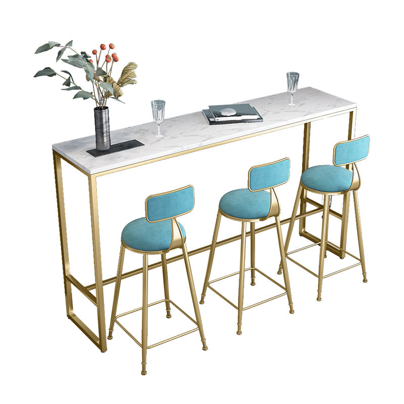 Gold Pub Height Dining Table Glam Rectangle Footrest Counter Wine Table, Only Table Without Chairs Clearhalo 'Bar Furniture' 'Bar Tables' 'bar_tables' 'furn' 'furn_bar_tables' 'Furniture' 'furniture_bar_tables' 'Kitchen & Dining Furniture' 'kitchen&dining_furn' 'kitchen' 4344942