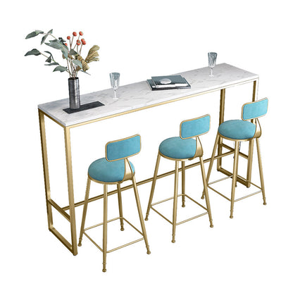 Gold Pub Height Dining Table Glam Rectangle Footrest Counter Wine Table, Only Table Without Chairs Clearhalo 'Bar Furniture' 'Bar Tables' 'bar_tables' 'furn' 'furn_bar_tables' 'Furniture' 'furniture_bar_tables' 'Kitchen & Dining Furniture' 'kitchen&dining_furn' 'kitchen' 4344942