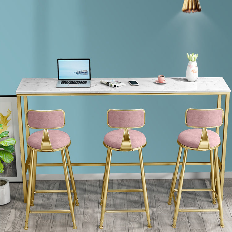 Gold Pub Height Dining Table Glam Rectangle Footrest Counter Wine Table, Only Table Clearhalo 'Bar Furniture' 'Bar Tables' 'bar_tables' 'furn' 'furn_bar_tables' 'Furniture' 'furniture_bar_tables' 'Kitchen & Dining Furniture' 'kitchen&dining_furn' 'kitchen' 4344947