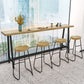 Natural and Black Modern Counter Table Trestle Footrest Bistro Bar Table 118.1"L x 15.7"W x 41.3"H Without Chairs Clearhalo 'Bar Furniture' 'Bar Tables' 'bar_tables' 'furn' 'furn_bar_tables' 'Furniture' 'furniture_bar_tables' 'Kitchen & Dining Furniture' 4344989