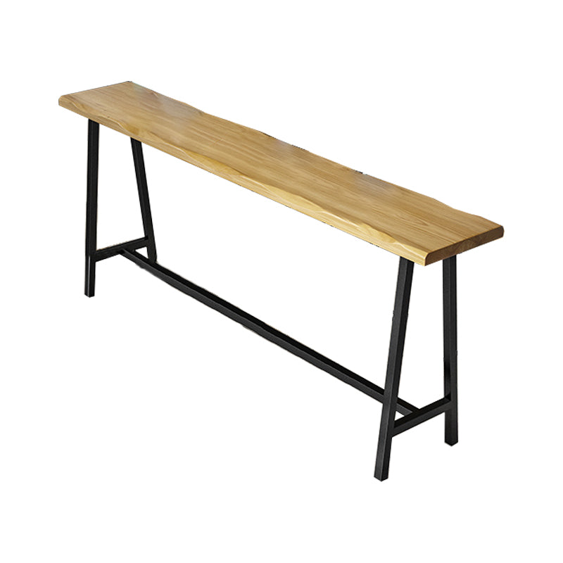 Natural and Black Modern Counter Table Trestle Footrest Bistro Bar Table Without Chairs Clearhalo 'Bar Furniture' 'Bar Tables' 'bar_tables' 'furn' 'furn_bar_tables' 'Furniture' 'furniture_bar_tables' 'Kitchen & Dining Furniture' 4344993