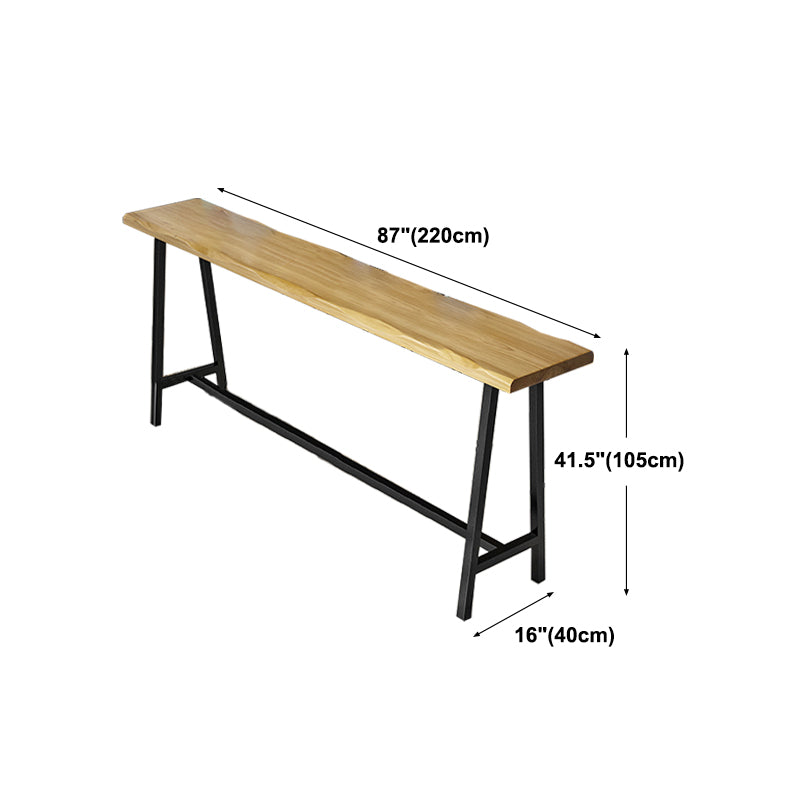 Natural and Black Modern Counter Table Trestle Footrest Bistro Bar Table Clearhalo 'Bar Furniture' 'Bar Tables' 'bar_tables' 'furn' 'furn_bar_tables' 'Furniture' 'furniture_bar_tables' 'Kitchen & Dining Furniture' 4345003