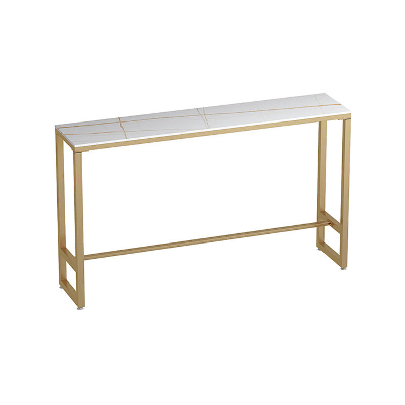 White Modern Marble Counter Wine Table Rectangle Footrest Bar Height Cocktail Table White-Gold Without Chairs Clearhalo 'Bar Furniture' 'Bar Tables' 'bar_tables' 'furn' 'furn_bar_tables' 'Furniture' 'furniture_bar_tables' 'Kitchen & Dining Furniture' 'kitchen&dining_furn' 'kitchen' 4345012