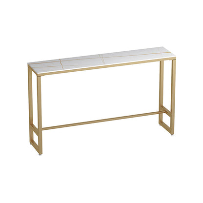 White Modern Marble Counter Wine Table Rectangle Footrest Bar Height Cocktail Table White-Gold Without Chairs Clearhalo 'Bar Furniture' 'Bar Tables' 'bar_tables' 'furn' 'furn_bar_tables' 'Furniture' 'furniture_bar_tables' 'Kitchen & Dining Furniture' 'kitchen&dining_furn' 'kitchen' 4345012