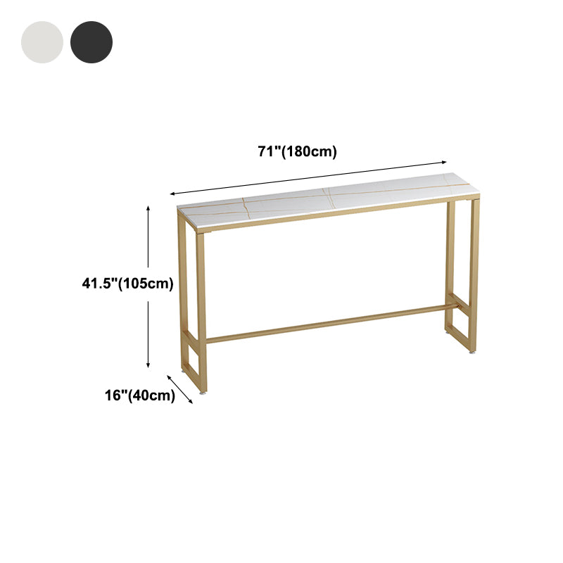 White Modern Marble Counter Wine Table Rectangle Footrest Bar Height Cocktail Table Clearhalo 'Bar Furniture' 'Bar Tables' 'bar_tables' 'furn' 'furn_bar_tables' 'Furniture' 'furniture_bar_tables' 'Kitchen & Dining Furniture' 'kitchen&dining_furn' 'kitchen' 4345022