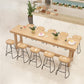 Natural Solid Wood Pub/Bar Table Modern Rectangle Footrest Counter-height Pub Table 118.1"L x 17.7"W x 41.3"H Without Chairs Clearhalo 'Bar Furniture' 'Bar Tables' 'bar_tables' 'furn' 'furn_bar_tables' 'Furniture' 'furniture_bar_tables' 'Kitchen & Dining Furniture' 'kitchen&dining_furn' 'kitchen' 4345027