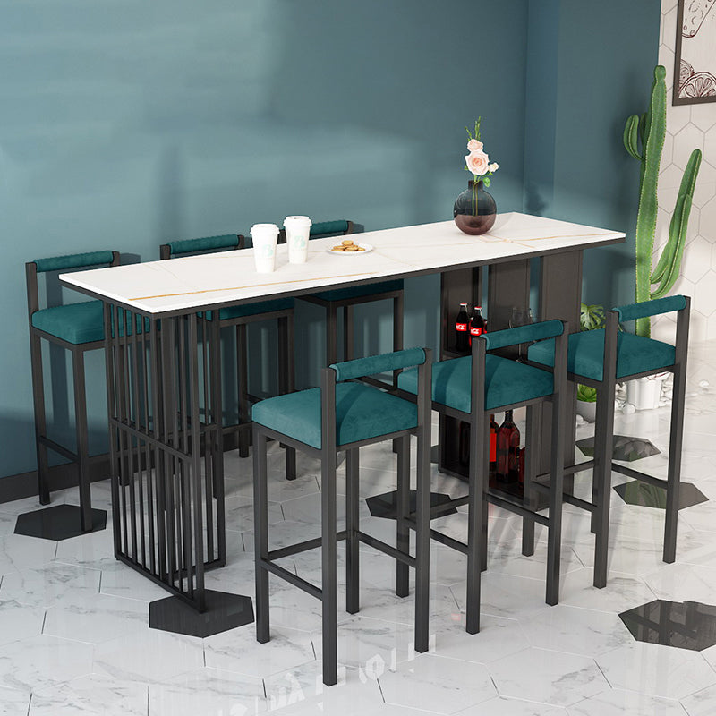 Modern Marble Storage Counter Height Table Modern Rectangle Bar Height Pub Table White-Black Without Chairs Clearhalo 'Bar Furniture' 'Bar Tables' 'bar_tables' 'furn' 'furn_bar_tables' 'Furniture' 'furniture_bar_tables' 'Kitchen & Dining Furniture' 'kitchen&dining_furn' 'kitchen' 4345068