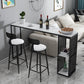 Modern Marble Bistro Bar Table Storage Rectangle Pub Height Dining Table 70.9"L x 15.7"W x 41.3"H Black Without Chairs Clearhalo 'Bar Furniture' 'Bar Tables' 'bar_tables' 'furn' 'furn_bar_tables' 'Furniture' 'furniture_bar_tables' 'Kitchen & Dining Furniture' 'kitchen&dining_furn' 'kitchen' 4345104