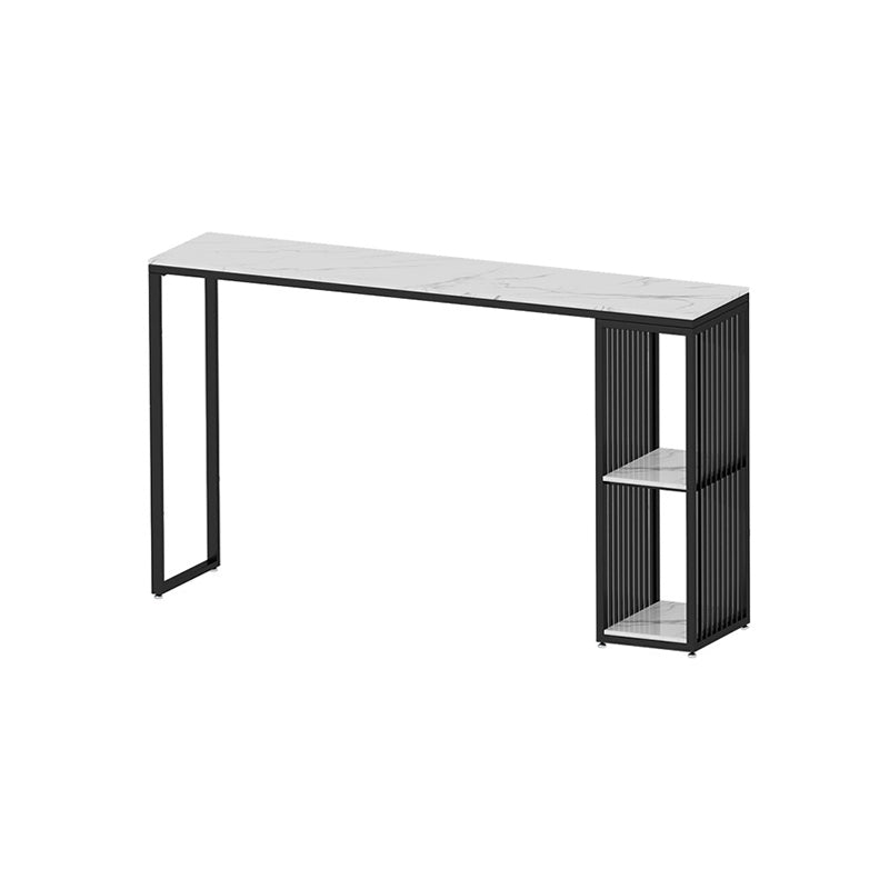 Modern Marble Bistro Bar Table Storage Rectangle Pub Height Dining Table 39.4"L x 15.7"W x 41.3"H Black Without Chairs Clearhalo 'Bar Furniture' 'Bar Tables' 'bar_tables' 'furn' 'furn_bar_tables' 'Furniture' 'furniture_bar_tables' 'Kitchen & Dining Furniture' 'kitchen&dining_furn' 'kitchen' 4345108