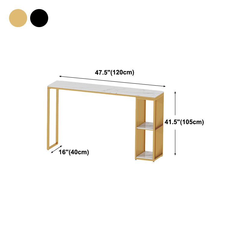 Modern Marble Bistro Bar Table Storage Rectangle Pub Height Dining Table Clearhalo 'Bar Furniture' 'Bar Tables' 'bar_tables' 'furn' 'furn_bar_tables' 'Furniture' 'furniture_bar_tables' 'Kitchen & Dining Furniture' 'kitchen&dining_furn' 'kitchen' 4345117