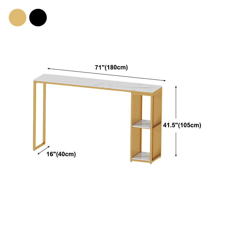 Modern Marble Bistro Bar Table Storage Rectangle Pub Height Dining Table Clearhalo 'Bar Furniture' 'Bar Tables' 'bar_tables' 'furn' 'furn_bar_tables' 'Furniture' 'furniture_bar_tables' 'Kitchen & Dining Furniture' 'kitchen&dining_furn' 'kitchen' 4345120