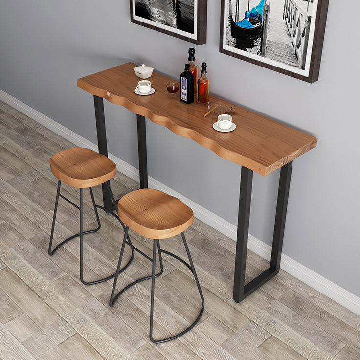 Solid Wood Brown Bar Height Pub Table Sled Modern Bar Height Cocktail Table Clearhalo 'Bar Furniture' 'Bar Tables' 'bar_tables' 'furn' 'furn_bar_tables' 'Furniture' 'furniture_bar_tables' 'Kitchen & Dining Furniture' 'kitchen&dining_furn' 'kitchen' 4345129