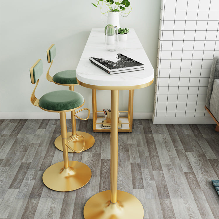 Double Pedestal Cocktail Bar Table Glam Storage Oval Counter-height Pub Table, Only Table Clearhalo 'Bar Furniture' 'Bar Tables' 'bar_tables' 'furn' 'furn_bar_tables' 'Furniture' 'furniture_bar_tables' 'Kitchen & Dining Furniture' 'kitchen&dining_furn' 'kitchen' 4345149