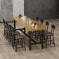 Cafe Modern Solid Wood Bistro Table Rectangle Footrest Trestle Pub Bar Table 98.4"L x 23.6"W x 29.5"H Without Chairs Clearhalo 'Bar Furniture' 'Bar Tables' 'bar_tables' 'furn' 'furn_bar_tables' 'Furniture' 'furniture_bar_tables' 'Kitchen & Dining Furniture' 'kitchen&dining_furn' 'kitchen' 4345159