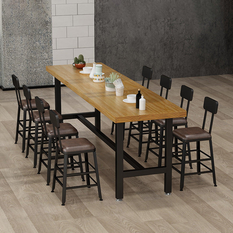 Cafe Modern Solid Wood Bistro Table Rectangle Footrest Trestle Pub Bar Table 98.4"L x 23.6"W x 29.5"H Without Chairs Clearhalo 'Bar Furniture' 'Bar Tables' 'bar_tables' 'furn' 'furn_bar_tables' 'Furniture' 'furniture_bar_tables' 'Kitchen & Dining Furniture' 'kitchen&dining_furn' 'kitchen' 4345159