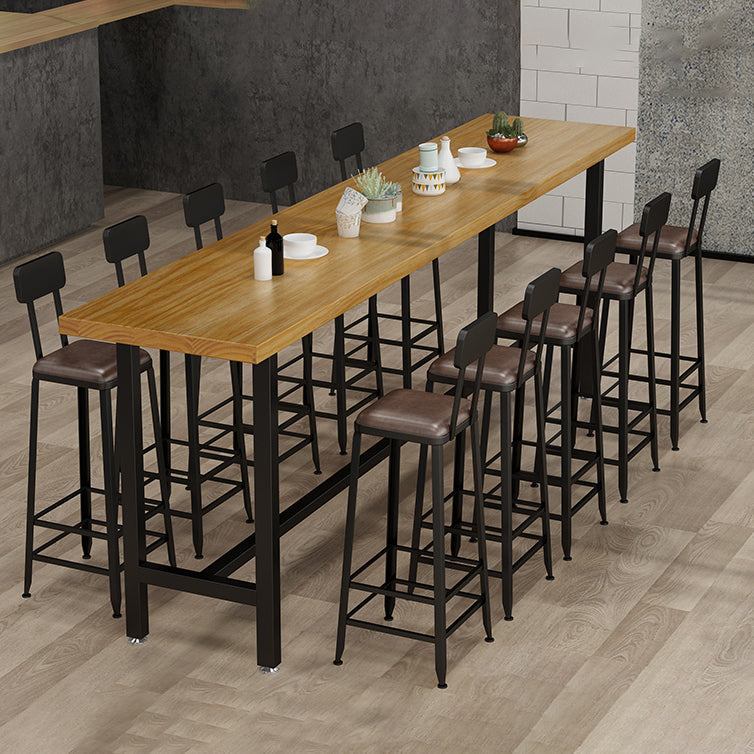 Cafe Modern Solid Wood Bistro Table Rectangle Footrest Trestle Pub Bar Table Clearhalo 'Bar Furniture' 'Bar Tables' 'bar_tables' 'furn' 'furn_bar_tables' 'Furniture' 'furniture_bar_tables' 'Kitchen & Dining Furniture' 'kitchen&dining_furn' 'kitchen' 4345163