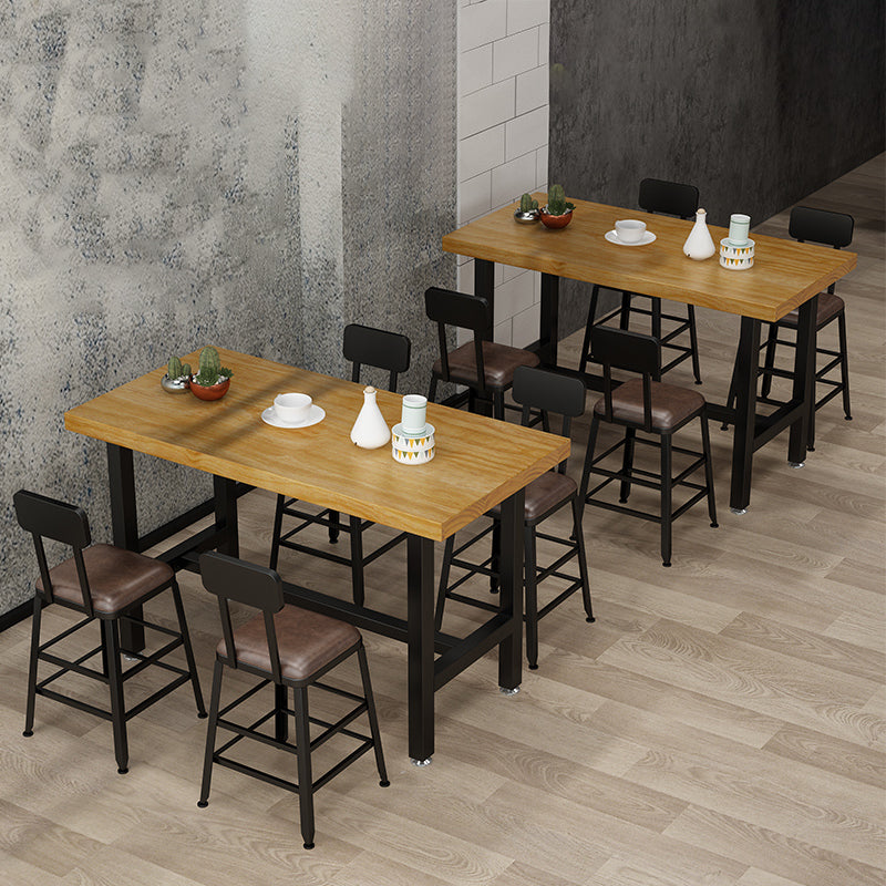 Cafe Modern Solid Wood Bistro Table Rectangle Footrest Trestle Pub Bar Table Clearhalo 'Bar Furniture' 'Bar Tables' 'bar_tables' 'furn' 'furn_bar_tables' 'Furniture' 'furniture_bar_tables' 'Kitchen & Dining Furniture' 'kitchen&dining_furn' 'kitchen' 4345166