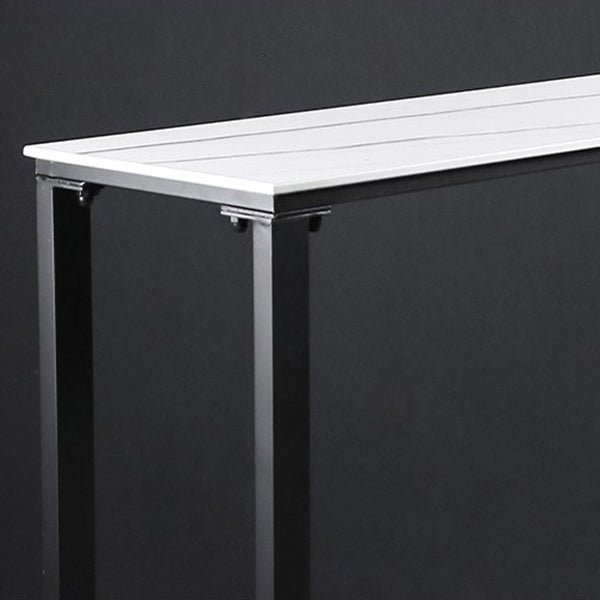 Modern Rectangle Footrest Event and Cocktail Table Black Slate Patio Bar Table Clearhalo 'Bar Furniture' 'Bar Tables' 'bar_tables' 'furn' 'furn_bar_tables' 'Furniture' 'furniture_bar_tables' 'Kitchen & Dining Furniture' 'kitchen&dining_furn' 'kitchen' 4345190