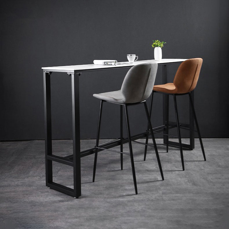 Modern Rectangle Footrest Event and Cocktail Table Black Slate Patio Bar Table Clearhalo 'Bar Furniture' 'Bar Tables' 'bar_tables' 'furn' 'furn_bar_tables' 'Furniture' 'furniture_bar_tables' 'Kitchen & Dining Furniture' 'kitchen&dining_furn' 'kitchen' 4345195