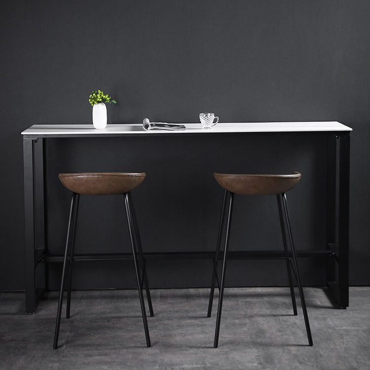 Modern Rectangle Footrest Event and Cocktail Table Black Slate Patio Bar Table Clearhalo 'Bar Furniture' 'Bar Tables' 'bar_tables' 'furn' 'furn_bar_tables' 'Furniture' 'furniture_bar_tables' 'Kitchen & Dining Furniture' 'kitchen&dining_furn' 'kitchen' 4345197