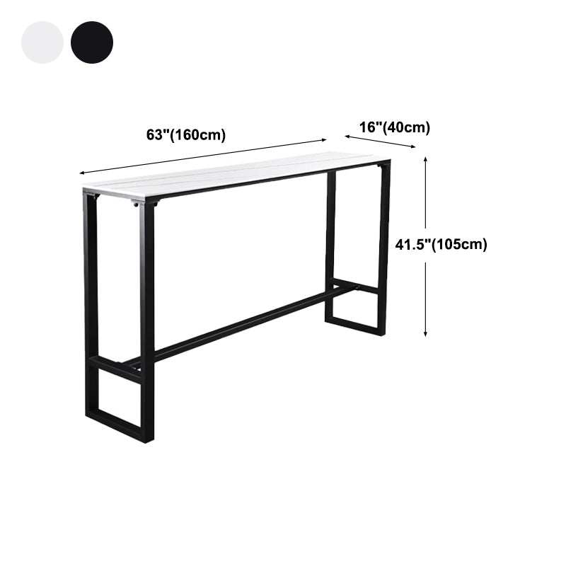 Modern Rectangle Footrest Event and Cocktail Table Black Slate Patio Bar Table Clearhalo 'Bar Furniture' 'Bar Tables' 'bar_tables' 'furn' 'furn_bar_tables' 'Furniture' 'furniture_bar_tables' 'Kitchen & Dining Furniture' 'kitchen&dining_furn' 'kitchen' 4345201