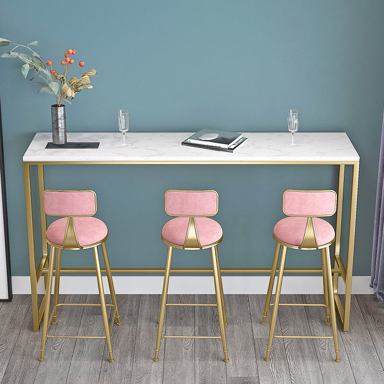 Living Room Bar Dining Table Gold Footrest Trestle Pub Height Dining Table, Only Table 94.5"L x 15.7"W x 41.3"H Without Chairs Clearhalo 'Bar Furniture' 'Bar Tables' 'bar_tables' 'furn' 'furn_bar_tables' 'Furniture' 'furniture_bar_tables' 'Kitchen & Dining Furniture' 'kitchen&dining_furn' 'kitchen' 4345206