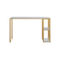 Modern Metal Rectangle Bistro Table Storage Double Pedestal Pub/Bar Table Gold Without Chairs Clearhalo 'Bar Furniture' 'Bar Tables' 'bar_tables' 'furn' 'furn_bar_tables' 'Furniture' 'furniture_bar_tables' 'Kitchen & Dining Furniture' 'kitchen&dining_furn' 'kitchen' 4345228