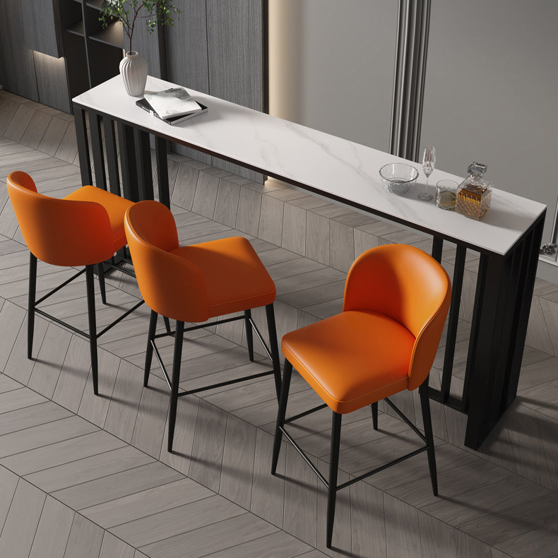 Double Pedestal Rectangle Hall/Pub Table Stone Modern Counter Height Table 78.7"L x 15.7"W x 41.3"H White Without Chairs Clearhalo 'Bar Furniture' 'Bar Tables' 'bar_tables' 'furn' 'furn_bar_tables' 'Furniture' 'furniture_bar_tables' 'Kitchen & Dining Furniture' 'kitchen&dining_furn' 'kitchen' 4345244